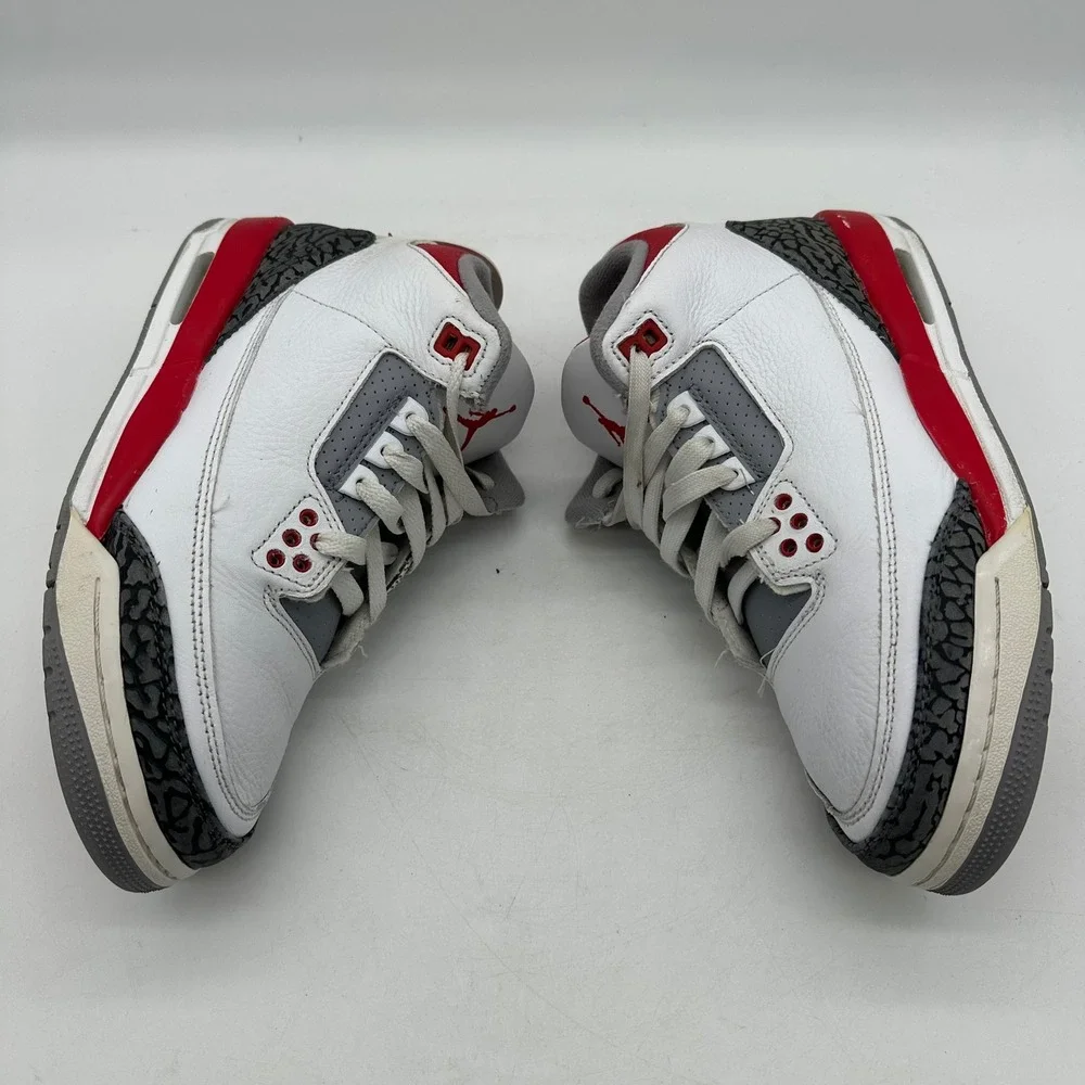 Jordan DM0967-160 Kids 6.5Y White Fire‎ Red Air Jordan 3 Retro Elephant Print